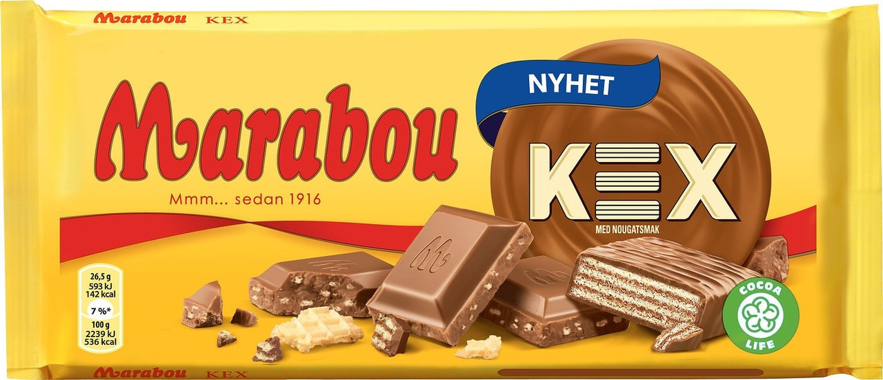 Швейцарський молочний шоколад з печивом, морською сіллю, нугою Marabou Kex 185 г