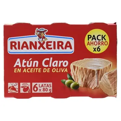 Тунець в оливковій олії Rianxeira Atun Claro en Aceite de Oliva (6x 80г) 480г Іспанія