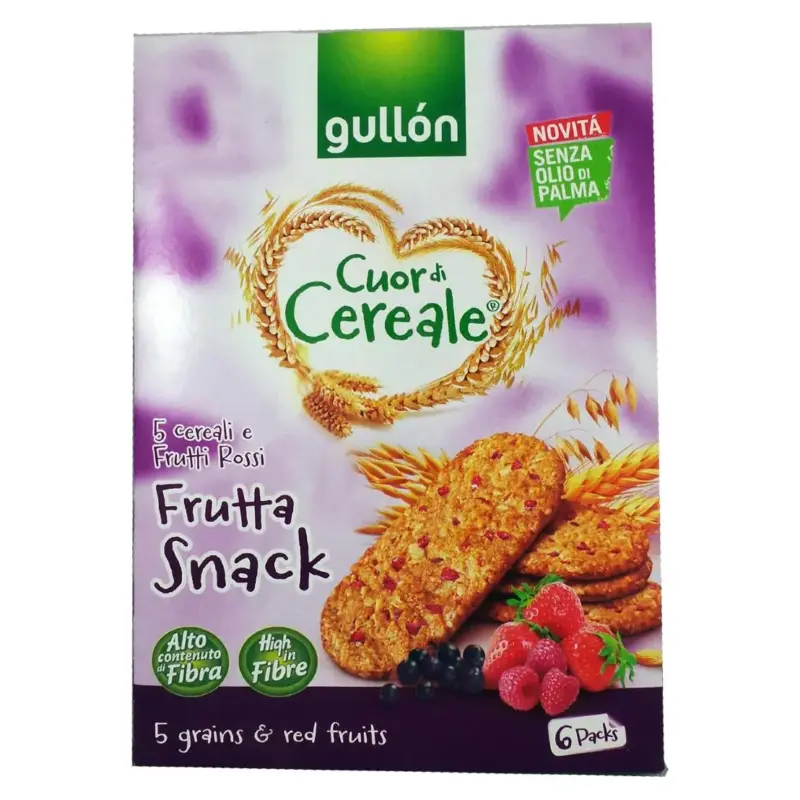 Печиво злакове з ягодами без пальмової олії Gullon Cuor di Cereale 240г (6х40г) Іспанія