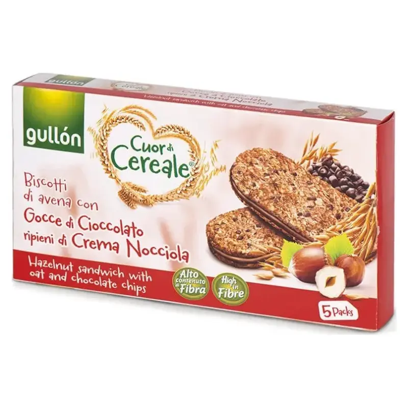 Печиво злакове із шоколадно-горіховим кремом Gullon Cuor di Cereale 220 г (5х44 г) Іспанія