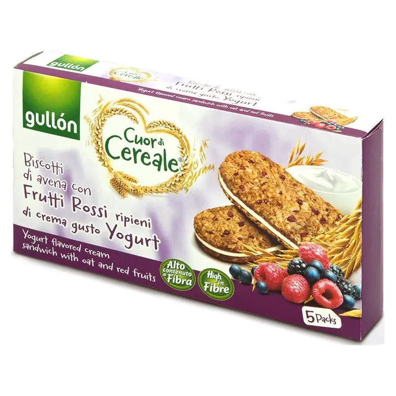 Печиво злакове з йогуртом і ягодами з вмістом клітковини Gullon Cuor di Cereale 220 г (5х44 г) Іспанія
