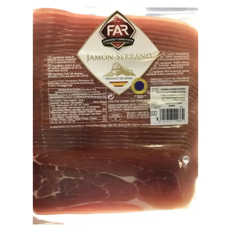 Хамон FAR Jamon Serrano без глютену та лактози, 500 г Іспанія
