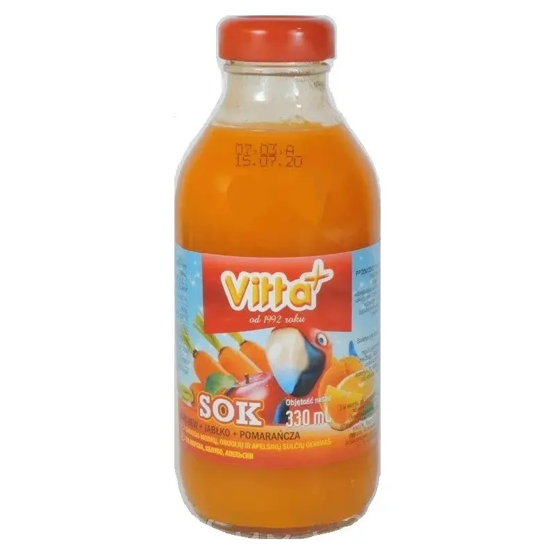 Сік дитячий Vitta Plus морква, яблуко, апельсин Польща 330 мл