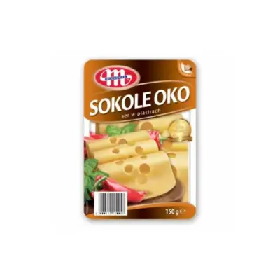 Сир Mlekovita Сокіл Око копчений нарізаний 45% 150 г Польща