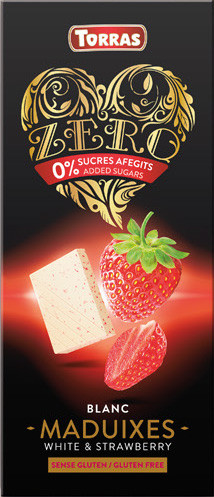 Білий шоколад без цукру та глютену Torras ZERO BLANC MADUIXES White Chocolate strawberries з полуницею 125 г