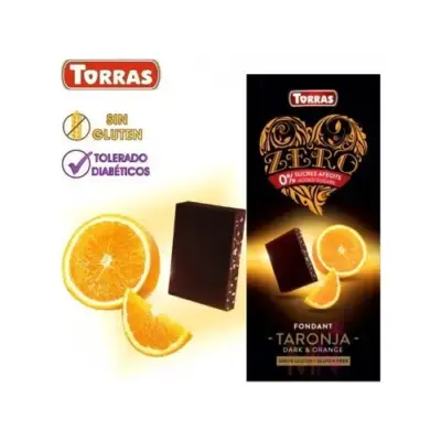 Чорний шоколад без цукру і глютену Torras ZERO NEGRA TARONJA з апельсином Іспанія 125 г