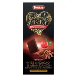 Чорний шоколад без цукру Torras ZERO with cocoa nibs and cranberries з какао-бобами і журавлиною Іспанія 125 г