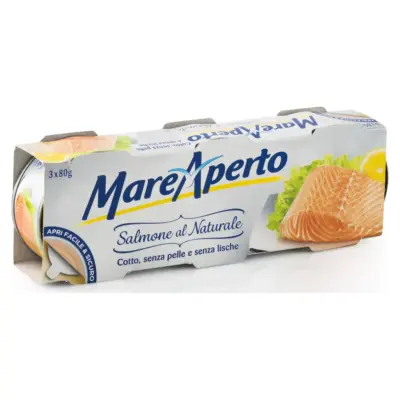 Філе лосося у власному соку Mare Aperto Natural (3х80г) 240г Італія
