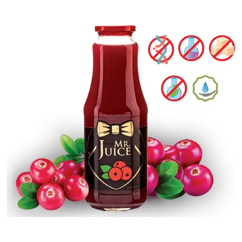 Журавлинний сік Mr Juice з м’якоттю, прямого пресування, БЕЗ САХАРА 1 л