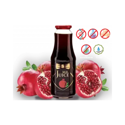 Гранатовий сік Mr Juice з м'якоттю, прямого пресування, БЕЗ САХАРА 1 л