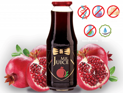 Гранатовий сік Mr Juice з м'якоттю, прямого пресування, БЕЗ САХАРА 1 л