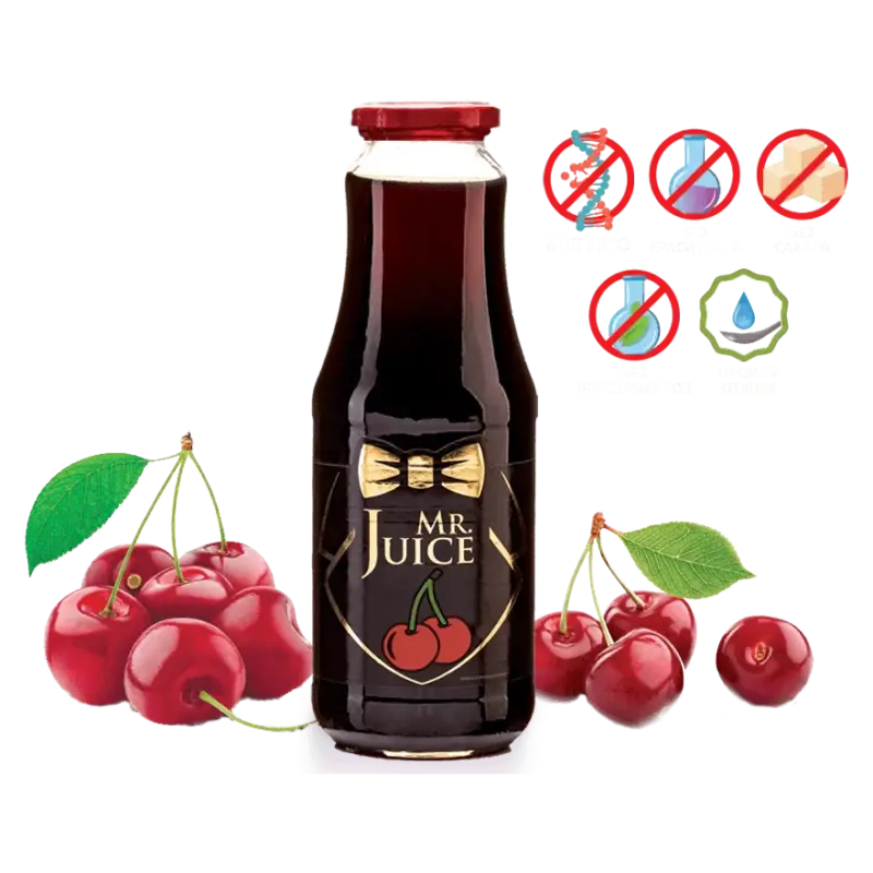 Вишневий сік Mr Juice з м’якоттю, прямого пресування, БЕЗ САХАРА 1 л
