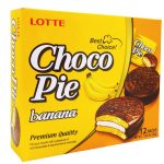 Печиво (Пірожне) шоколадне Choco Pie LOTTE Чоко пай Банан (12шт) 336 г Ю.Корея