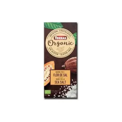 Шоколад чорний без глютену Organic Bio 70% cacao з морською сіллю Torras 100 г Іспанія