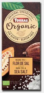 Шоколад чорний без глютену Organic Bio 70% cacao з морською сіллю Torras 100 г Іспанія