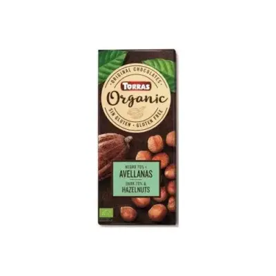 Шоколад чорний без глютену Organic Bio 70% cacao з фундуком Torras 100 г Іспанія