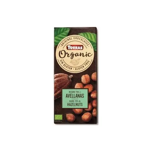 Шоколад чорний без глютену Organic Bio 70% cacao з фундуком Torras 100 г Іспанія