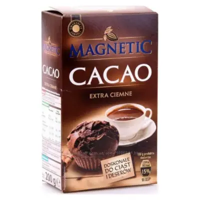Какао порошок екстра темний Magnetic 200 г Польща
