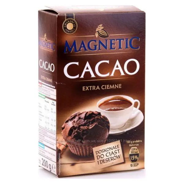 Какао порошок екстра темний Magnetic 200 г Польща