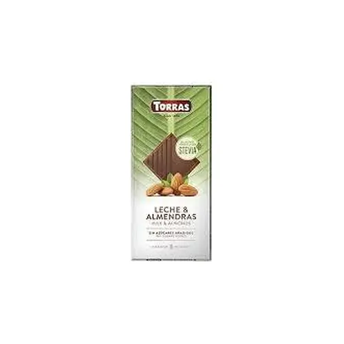 Шоколад молочний без цукру і глютену з мигдалем Torras Stevia 125 г Іспанія
