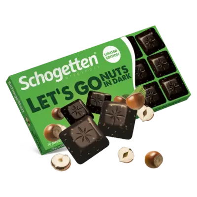 Шоколад чорний із фундуком Schogetten LET`S GO Nuts in Dark 100 г