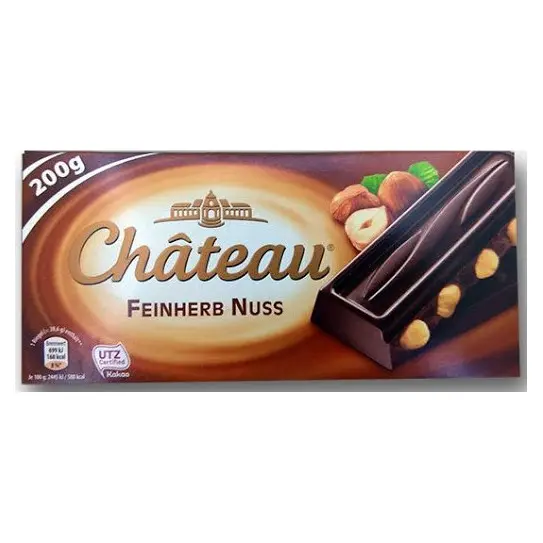Шоколад чорний з цільним лісовим горіхом Feinherb Nuss Chateau Німеччина 200г