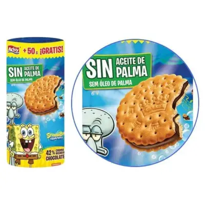 Печиво сендвіч БЕЗ ПАЛЬМОВОГО МАСЛА Mega SpongeBob Arluy Іспанія 350 г Іспанія