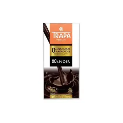 Шоколад чорний без цукру та глютену 80% какао Trapa 80 г Іспанія