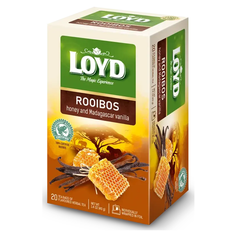 Чай червоний Ройбуш з медом і мадагаскарської ванілі Loyd Rooibos Польща 20 пакет.(40г)