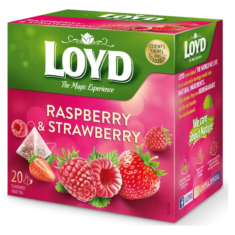 Чай з малиною та полуницею Loyd Raspberry&Strawberry 20 пірамідок (40г) Польща