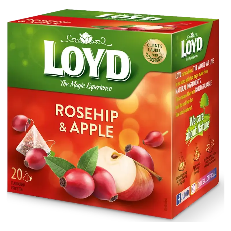 Чай з шипшиною і яблуком Loyd Rosehip& Apple 20 пірамідок (40г) Польща