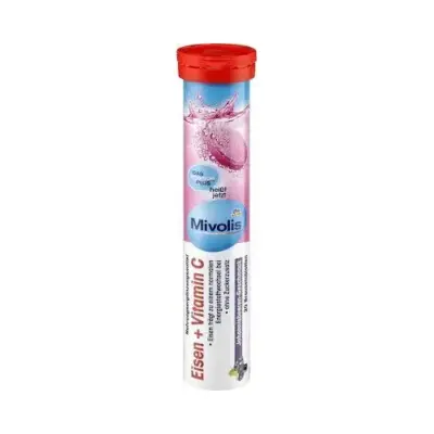 Шипучі вітаміни Mivolis Eisen (залізо) + Vitamin C (Чорна смородина) Німеччина 20 шт