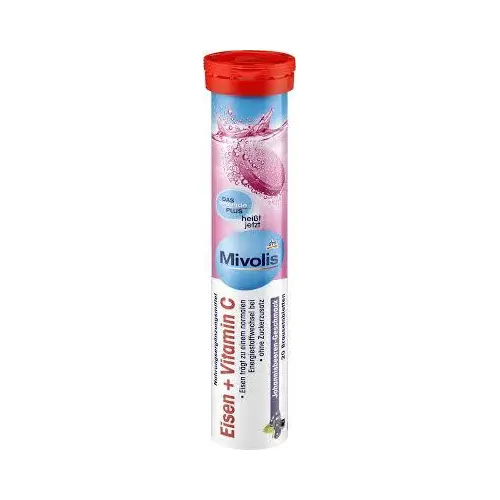 Шипучі вітаміни Mivolis Eisen (залізо) + Vitamin C (Чорна смородина) Німеччина 20 шт