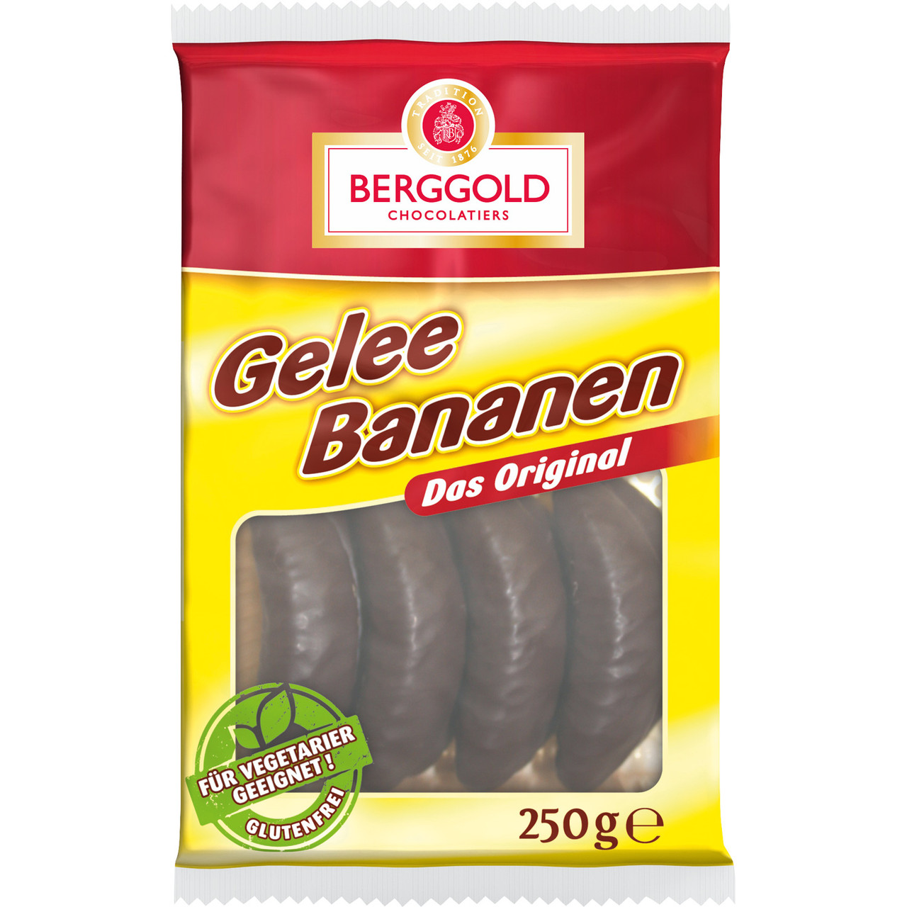 Цукерки шоколадні з бананової начинкою Berggold Gelee Bananen 200г Німеччина