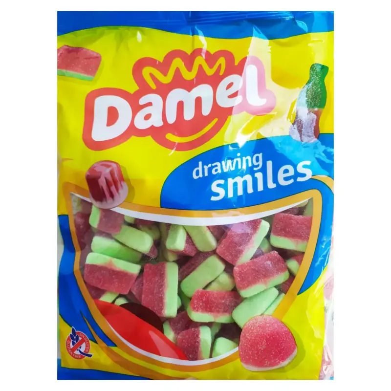 Желейні цукерки без глютену Кавунові часточки Damel Watermelon Slices 1 кг Іспанія
