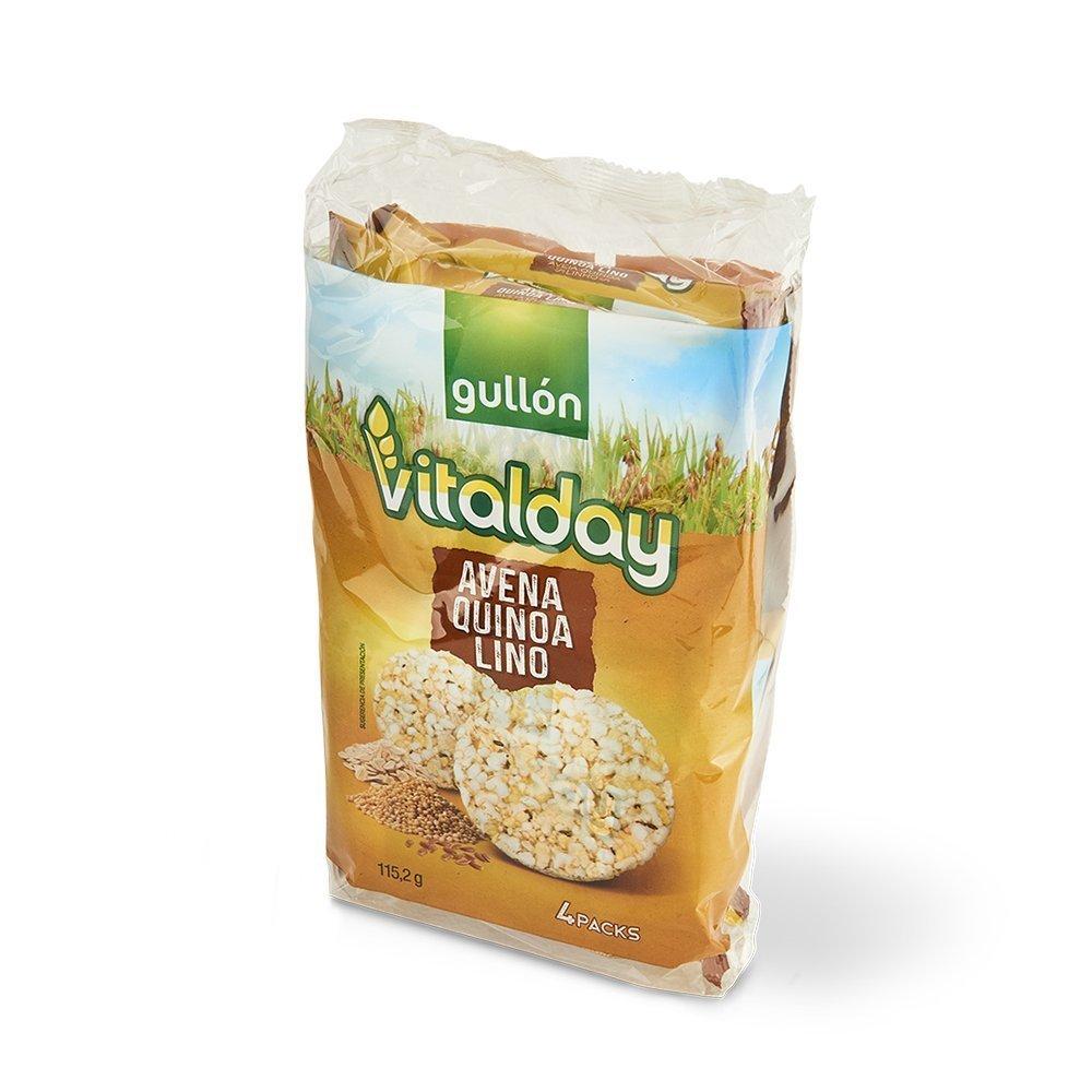 Хлібці без глютену з вівсяними пластівцями, кіноа та льоном Vitalday Gullon Іспанія 115.2 г (4х28.80г)