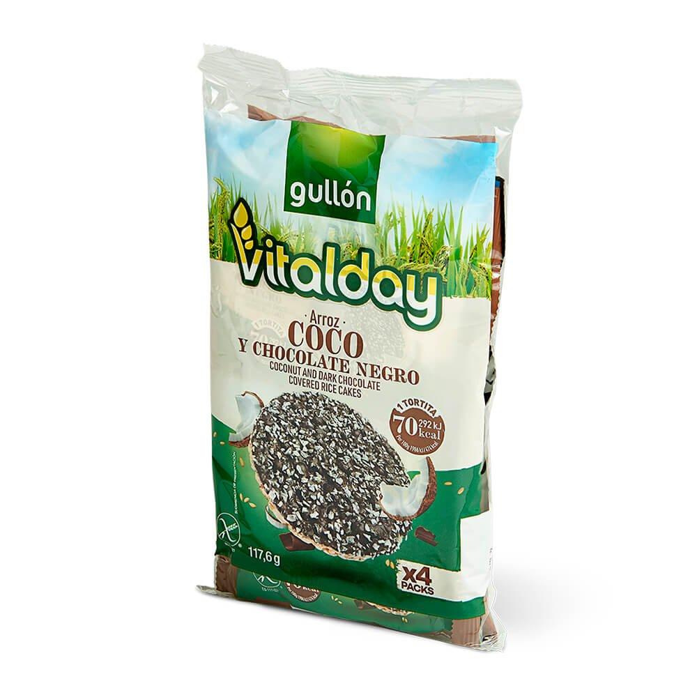 Хлібці без глютену рисові з шоколадом і кокосом Vitalday Gullon 117.6 г (4х29.4г) Іспанія