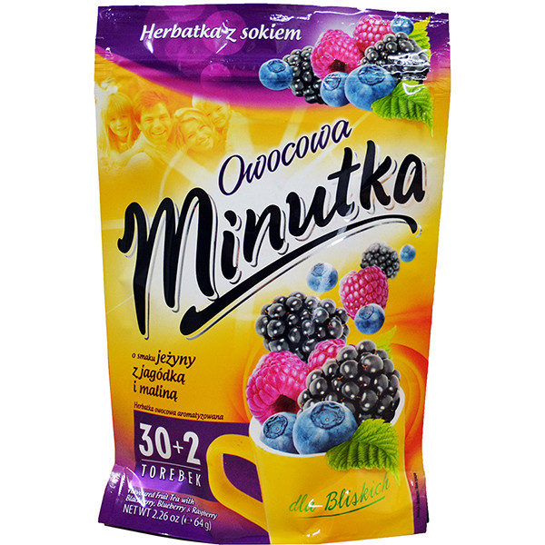 Чай зі смаком ожини, чорниці та малини Minutka 32 пакет (64 г)