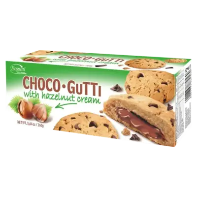 Печиво начинка фундука та шматочки шоколаду   Bogutti Choco Gutti 160г