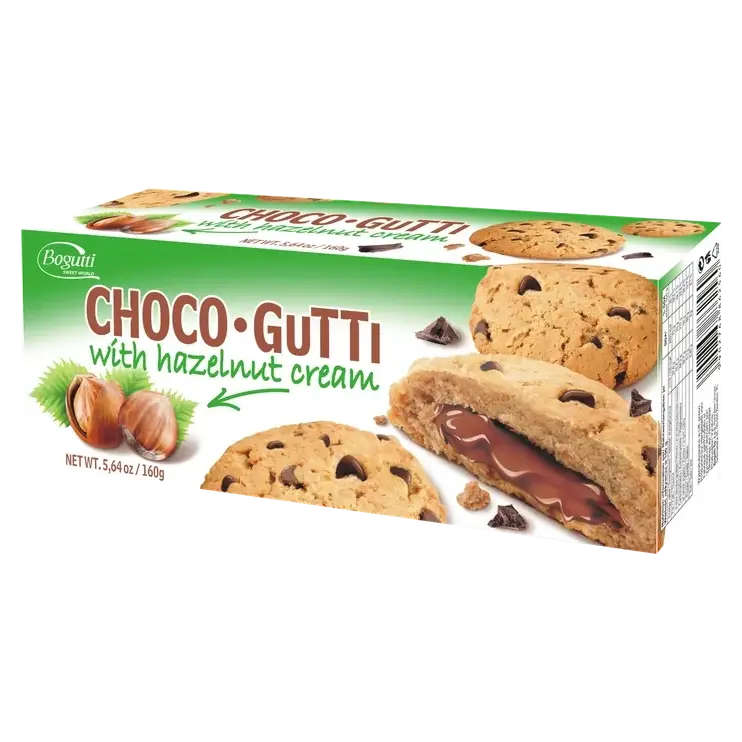 Печиво начинка фундука та шматочки шоколаду   Bogutti Choco Gutti 160г