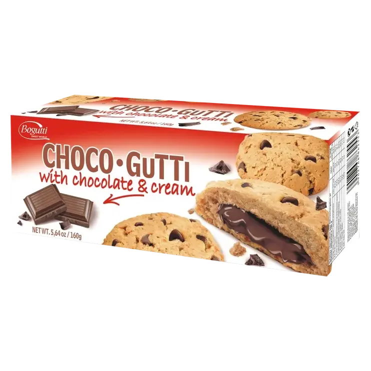 Печиво шоколадною начинкою та шматочками шоколаду  Bogutti Choco Gutti 160г