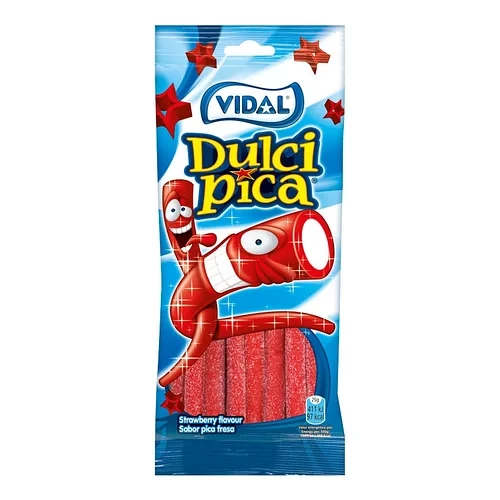 Желейні цукерки Олівці полуничні кислі ТМ VIDAL Dulci Pica 100г Іспанія