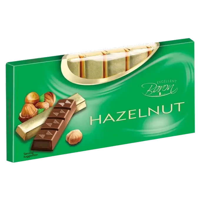 Шоколад молочний з лісовим горіхом Baron Hazelnut 100г Польща