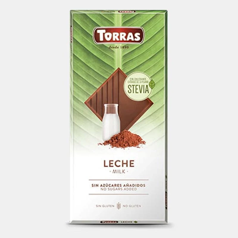 Шоколад молочний без цукру і глютену Torras Stevia Leche 100 г Іспанія