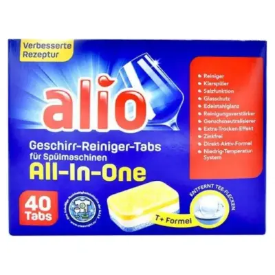 Таблетки для посудомийних машин Alio All-in-one 40 шт Німеччина