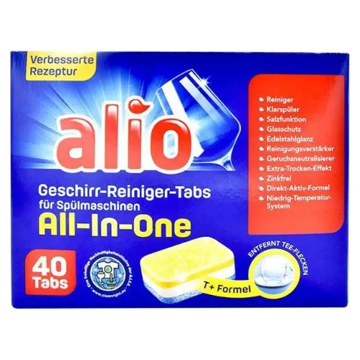 Таблетки для посудомийних машин Alio All-in-one 40 шт Німеччина