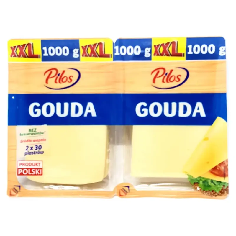Сир слайсами Гауда без консервантів Pilos Gouda 1 кг (2штх500г) Польща