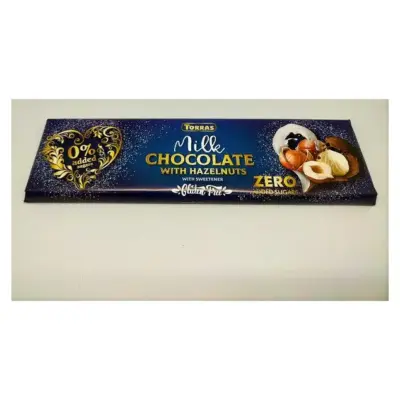 Шоколад молочний без цукру та глютену Торрас із фундуком Torras Zero Milk Huzelnuts  250 г Іспанія