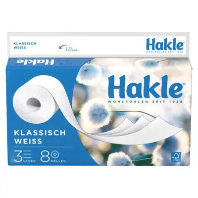 Туалетний папір 3-х шарова Hakle Toilettenpapier Klassisch Weiss 8 шт Німеччина