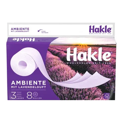Туалетний папір 3-х шарова Лаванда Hakle Ambiente 8 шт Німеччина